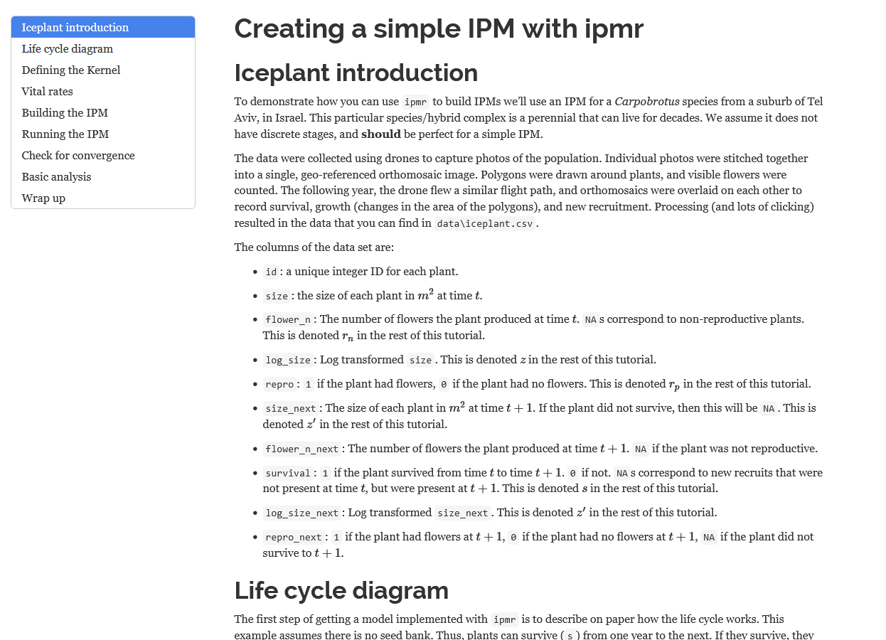 Exercises of the ipmr workshop